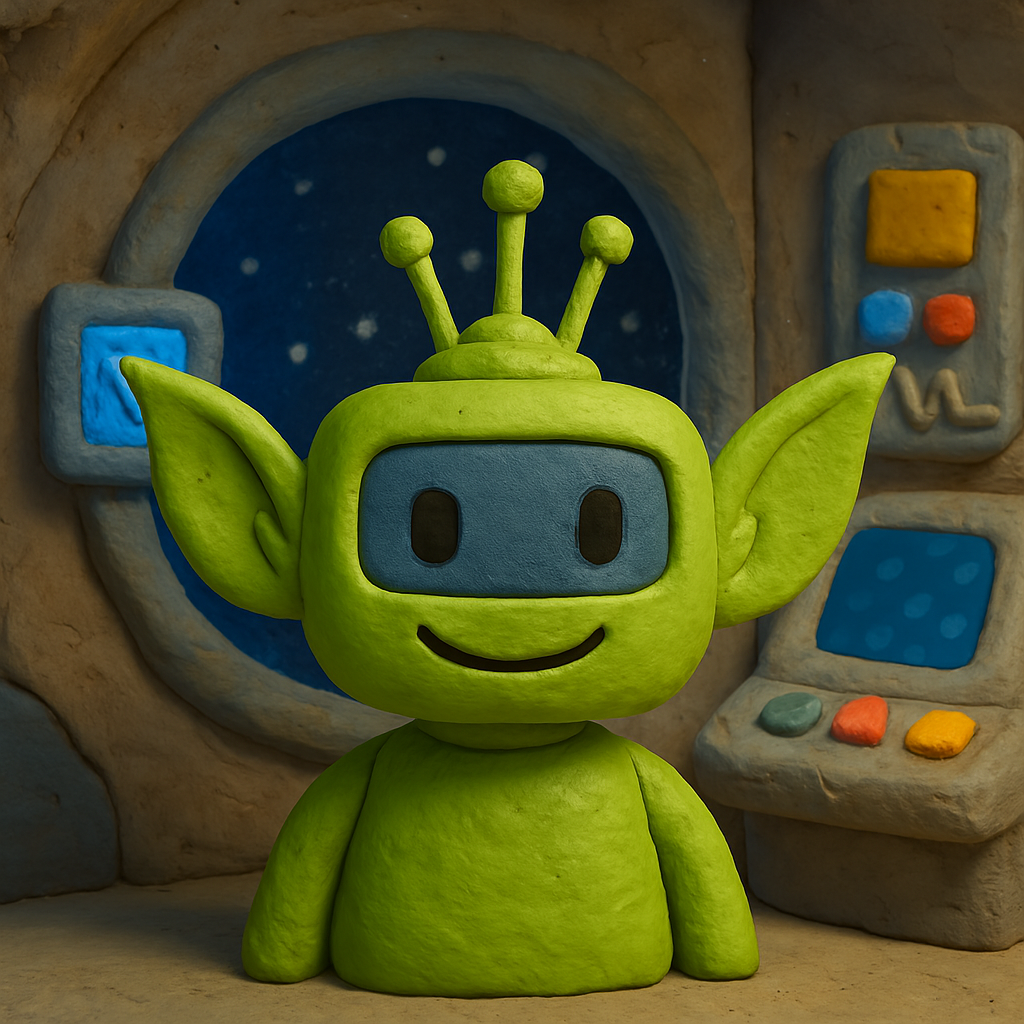 Claymation goblin in space