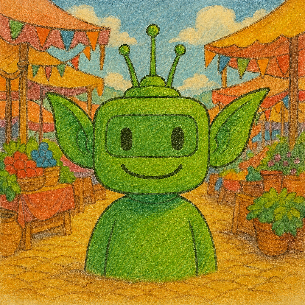 Hand-drawn goblin at bazaar
