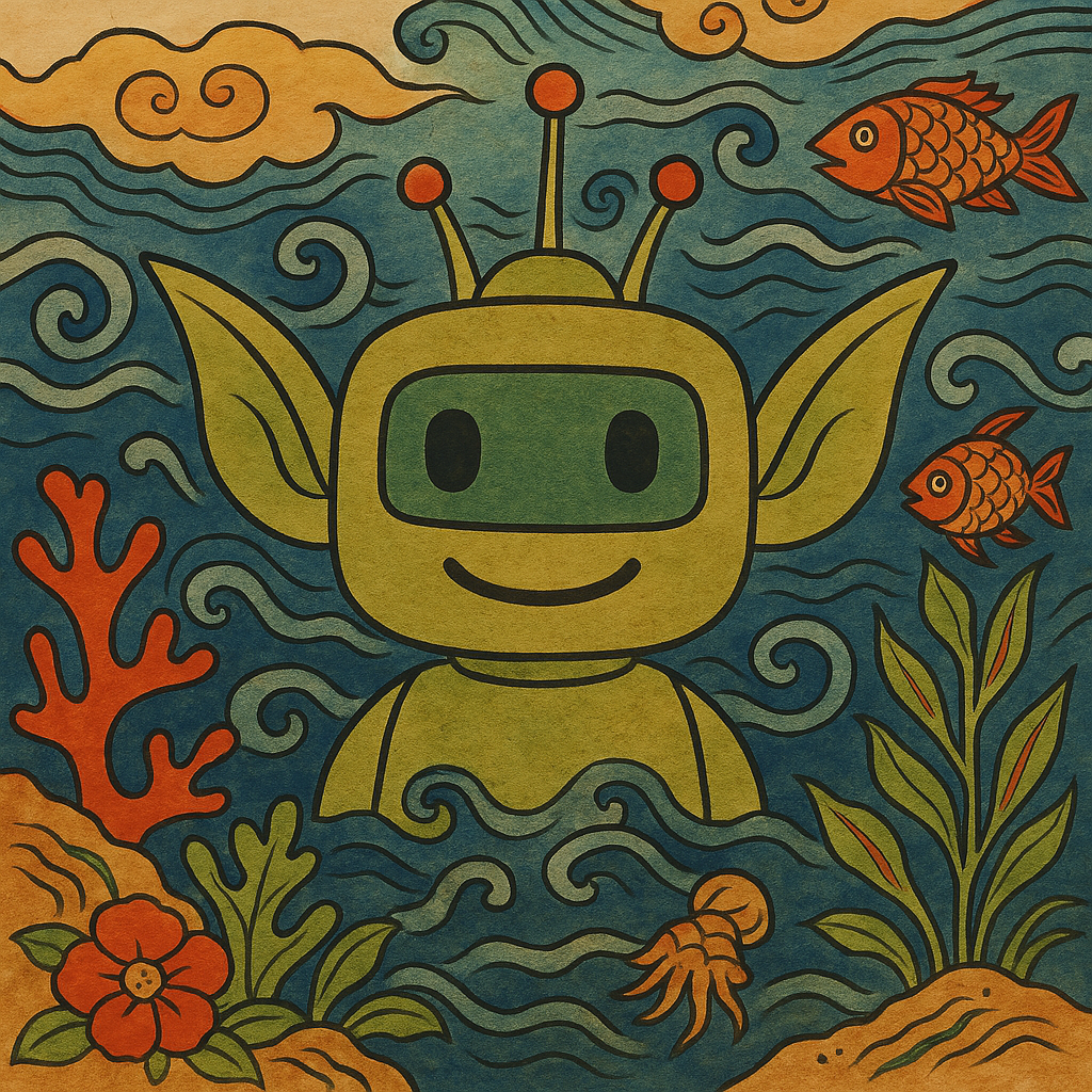 Korean art style goblin by sea