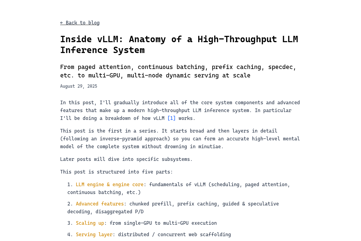 Inside vLLM: Anatomy of a High-Throughput LLM Inference System - Aleksa Gordić