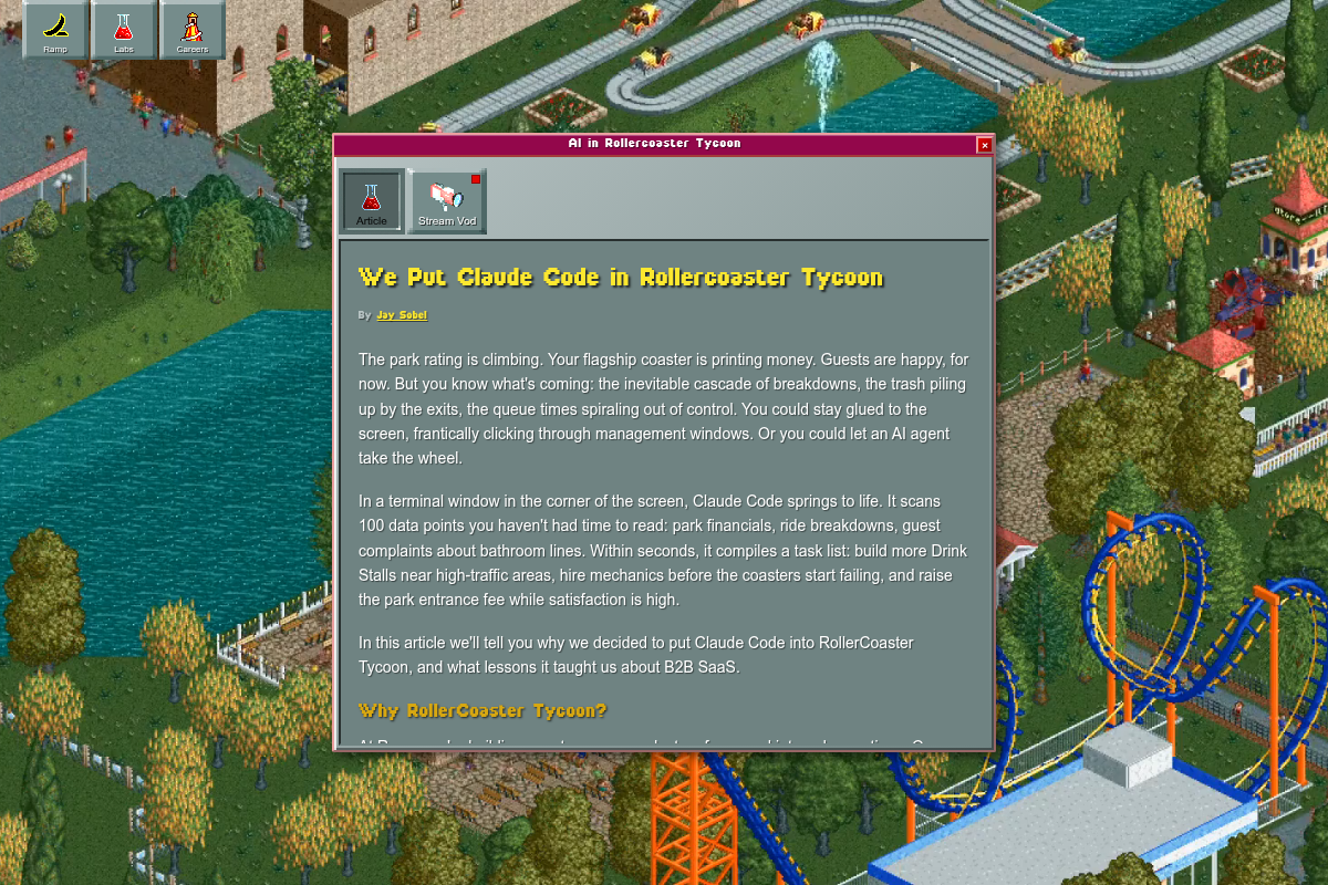 AI Plays Rollercoaster Tycoon
