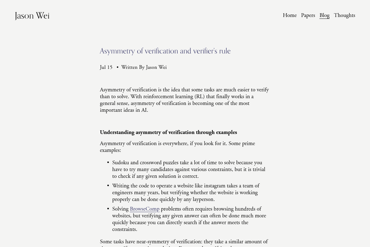 Asymmetry of verification and verifier's rule