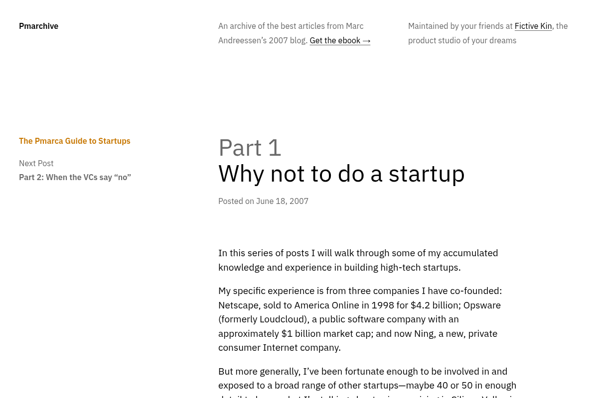 Pmarchive · Why not to do a startup
