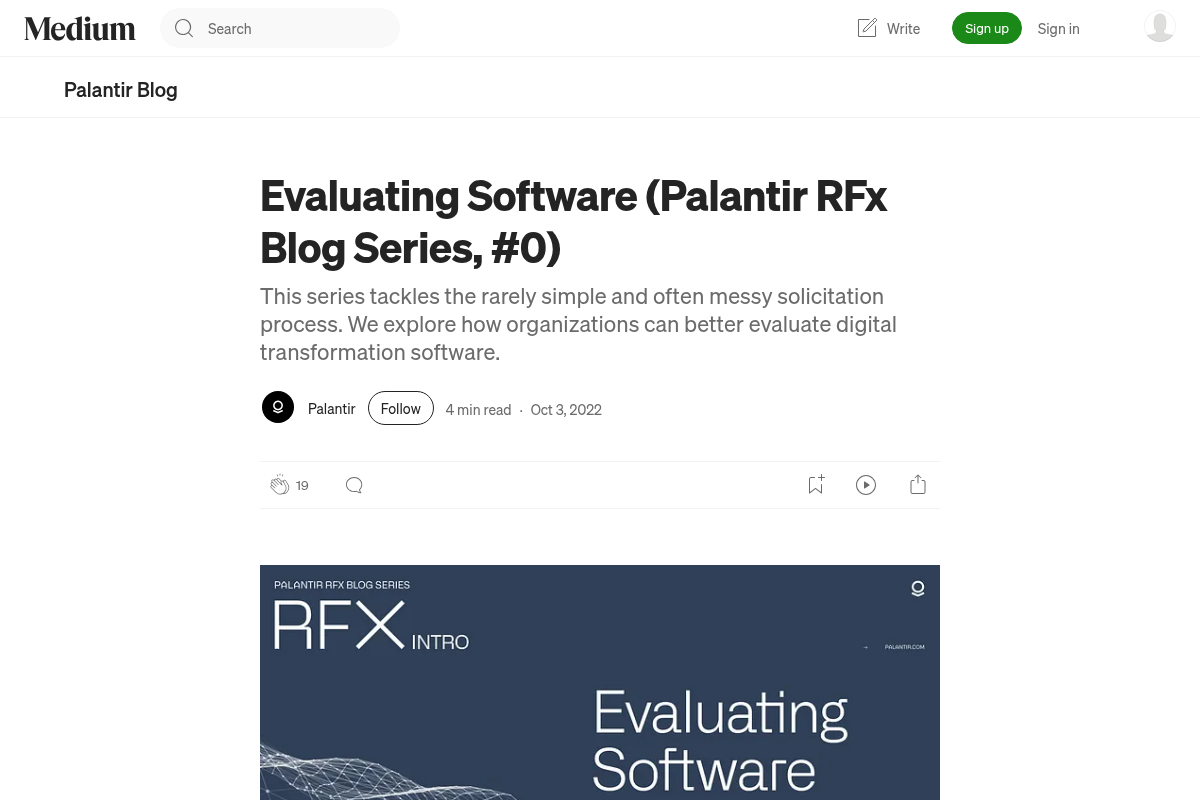Evaluating Software (Palantir RFx Blog Series, #0)
